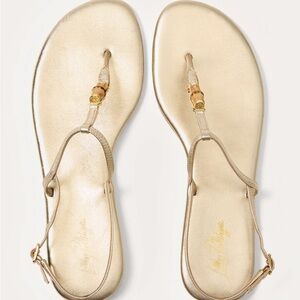 Lilly Pulitzer Gold T-Strap Leena Sandals size 9